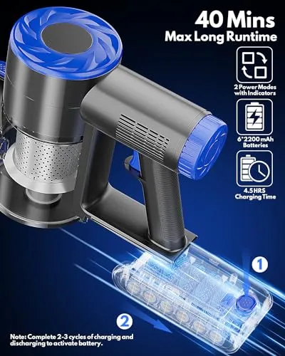 HOTAWELl HOTAWELI Cordless Vacuum Cleaner,6-in-1 Powerful Suction Stick Vacuum with 2200 mAh Battery,Lightweight