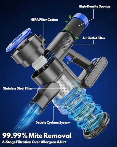 HOTAWELl HOTAWELI Cordless Vacuum Cleaner,6-in-1 Powerful Suction Stick Vacuum with 2200 mAh Battery,Lightweight