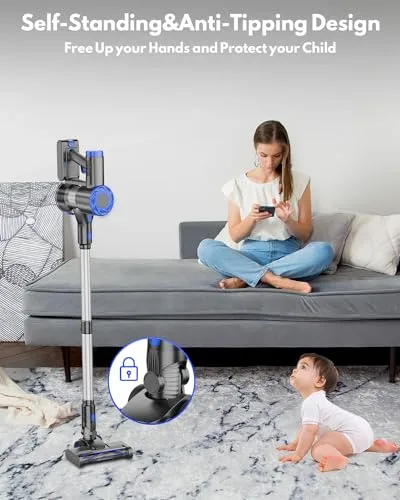 HOTAWELl HOTAWELI Cordless Vacuum Cleaner,6-in-1 Powerful Suction Stick Vacuum with 2200 mAh Battery,Lightweight