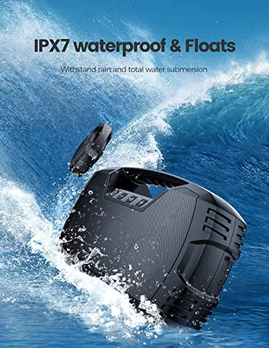 Houl Zallee IPX7 Waterproof Bluetooth Speaker, 40W(60 Peak) Portable Wireless Speaker with Subwoofer, 32H Playtime, Stereo