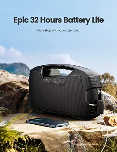 Houl Zallee IPX7 Waterproof Bluetooth Speaker, 40W(60 Peak) Portable Wireless Speaker with Subwoofer, 32H Playtime, Stereo