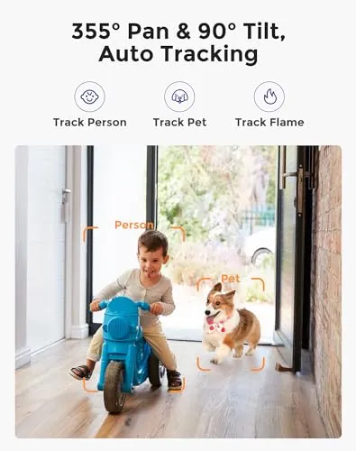 Hugolog 3K 5MP Indoor Pan/Tilt Security Camera, AI Sound Processing Ideal for Baby Monitor/Pet Camera/Home Security with