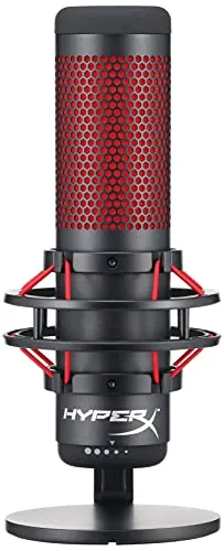 HyperX QuadCast - USB Condenser Gaming Microphone, for PC, PS4, PS5 and Mac, Anti-Vibration Shock Mount, Four Polar