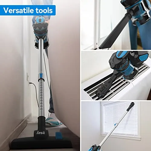 INSE Corded Vacuum Cleaner, 18000Pa Powerful Vacuum Cleaner Corded, 600W Lightweight Handheld Corded Stick Vacuum for Pet