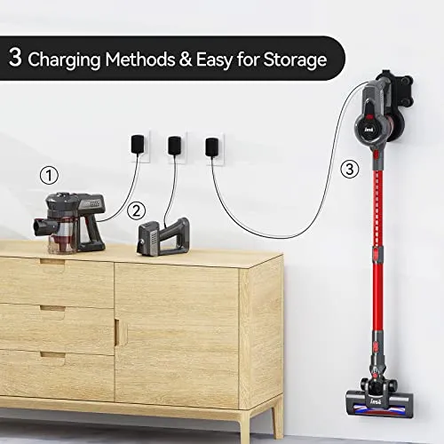 INSE Cordless Vacuum Cleaner, 6-in-1 Powerful Stick Vacuum, Rechargeable Vacuum Cleaner with 2200m-A-h Battery Up to 45 Mins