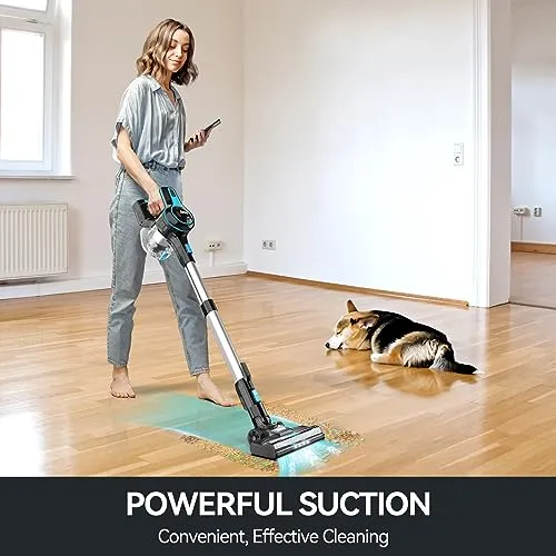 INSE Cordless Vacuum Cleaner, 6-in-1 Rechargeable Stick Vacuum with 2200 m-A-h Battery, Powerful Lightweight Cordless Vacuum