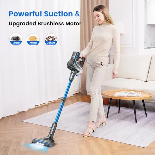 INSE S7P Cordless Vacuum Cleaner, 26Kpa Stick Vacuum with Strong Brushless Motor, 6 in 1 Lightweight Stick Cleaner 45 Min