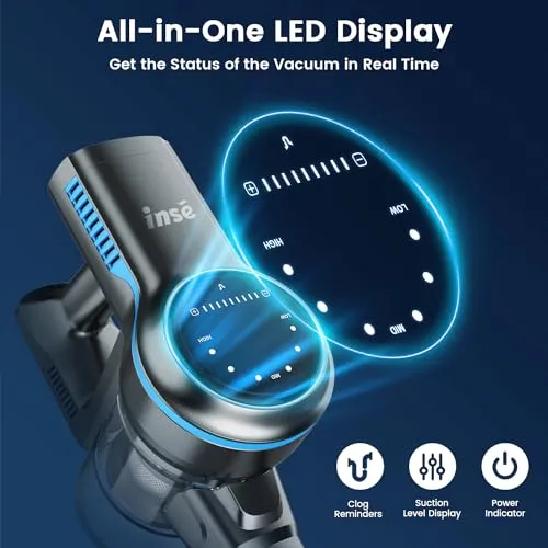 INSE S7P Cordless Vacuum Cleaner, 26Kpa Stick Vacuum with Strong Brushless Motor, 6 in 1 Lightweight Stick Cleaner 45 Min
