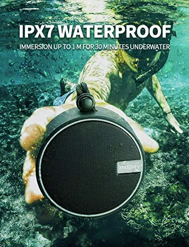 INSMY C12 IPX7 Waterproof Shower Bluetooth Speaker, Portable Small Speaker, Speakers Bluetooth Wireless Loud Clear Sound