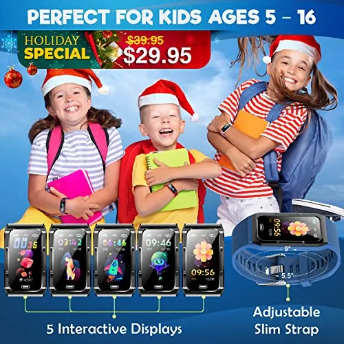 Inspiratek Kids Fitness Tracker for Girls and Boys (Age 5-16) - Waterproof Fitness Watch for Kids with Heart Rate Monitor,
