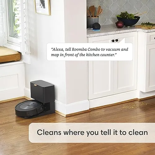 iRobot Roomba Combo j5+ Self-Emptying Robot Vacuum & Mop – Identifies and Avoids Obstacles Like Pet Waste & Cords, Empties