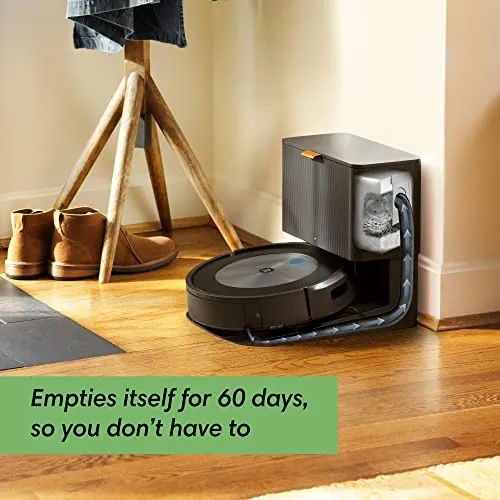 iRobot Roomba j6+ Self-Emptying Robot Vacuum – Identifies and Avoids Pet Waste & Cords, Empties Itself for Up to 60 Days,