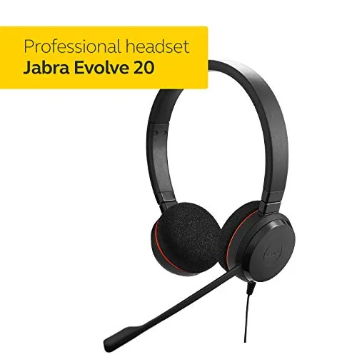 Jabra Evolve 20 UC Wired Headset, Stereo Professional Telephone Headphones for Greater Productivity, Superior Sound for