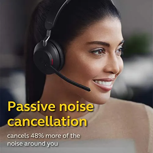 Jabra Evolve2 65 MS Wireless Headphones with Link380a, Stereo, Black – Bluetooth Headset for Calls and Music, 37 Hours of