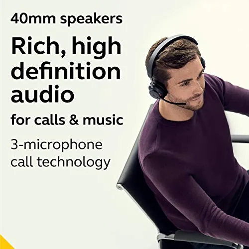 Jabra Evolve2 65 MS Wireless Headphones with Link380a, Stereo, Black – Bluetooth Headset for Calls and Music, 37 Hours of