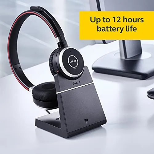 Jabra Evolve2 65 MS Wireless Headphones with Link380a, Stereo, Black – Bluetooth Headset for Calls and Music, 37 Hours of