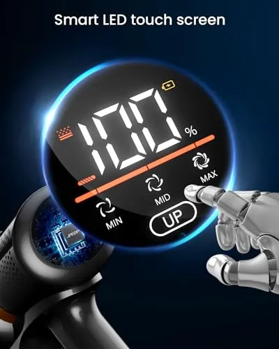 JASTIP Cordless Vacuum Cleaner, 40Kpa/500W High Suction Cordless Stick Vacuum, Up to 60 Mins Runtime, LED Touch Screen