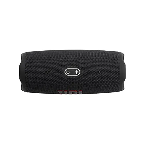 Top control panel of the JBL Charge 5 with playback and Bluetooth buttons