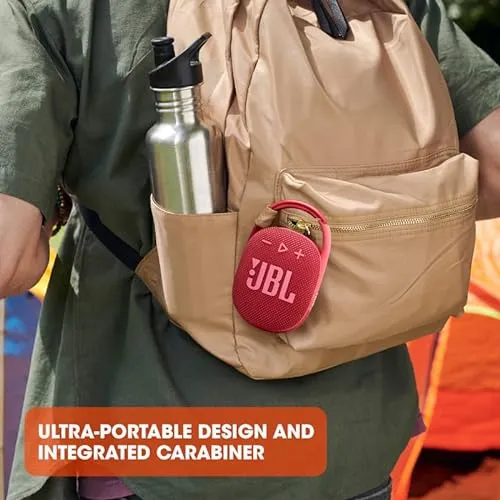 JBL Clip 4: Portable Speaker with Bluetooth, Built-in Battery, Waterproof and Dustproof Feature - Black (JBLCLIP4BLKAM)
