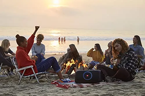 JBL PartyBox On-The-Go Powerful Portable Bluetooth Party Speaker with Dynamic Light Show, black Bluetooth speaker - close-up
