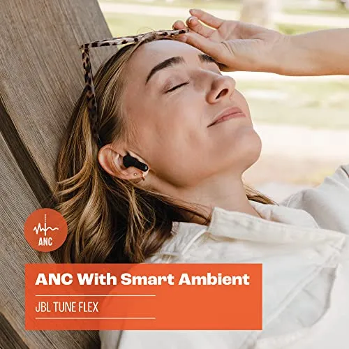 JBL Tune Flex - True Wireless Noise Cancelling Earbuds (Black), Small earbuds - in use