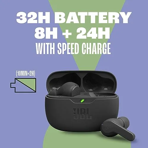 JBL Vibe Beam True Wireless Headphones - Black, Small earbuds - in use