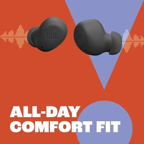 JBL Vibe Buds True Wireless Headphones - Black, Small earbuds - close-up