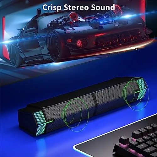 Jeecoo M20 Bluetooth Computer Speakers for PC Desktop Monitor, Gaming PC Sound Bar - Wired USB-Powered, Superb Stereo Sound,