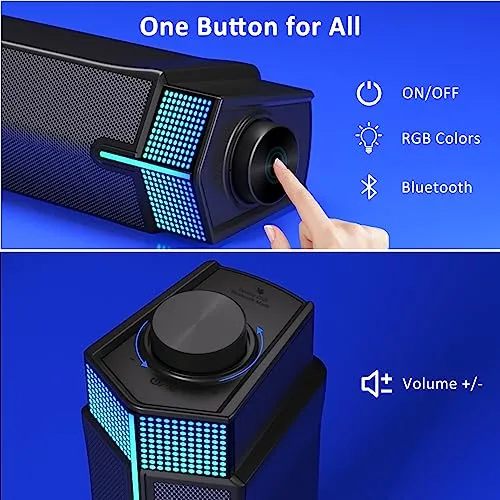 Jeecoo M20 Bluetooth Computer Speakers for PC Desktop Monitor, Gaming PC Sound Bar - Wired USB-Powered, Superb Stereo Sound,