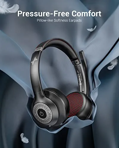 JIAMQISHI Wireless Headset with AI Noise Cancelling Microphone Bluetooth Headset - Bluetooth V5.2 Headphones with USB Dongle