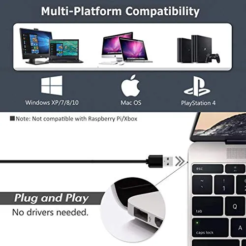 JOUNIVO USB Computer Microphone with Mute Button, Plug&Play Condenser, Desktop, PC, Laptop, Mac, PS4 Mic -360 Gooseneck