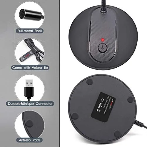 JOUNIVO USB Microphone, Computer PC Microphone with Mute Button for Streaming, Podcasting, Vocal Recording; Gaming Mic for