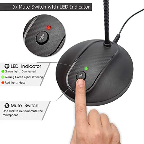 JOUNIVO USB Microphone, Computer PC Microphone with Mute Button for Streaming, Podcasting, Vocal Recording; Gaming Mic for