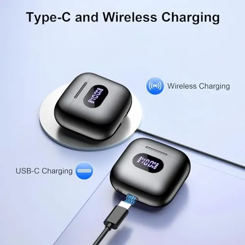 Jrwaro Wireless Earbuds, Bluetooth Headphones V5.3 Ear Buds, Earphones with 48H Long Battery Life LED Power Display, HiFi