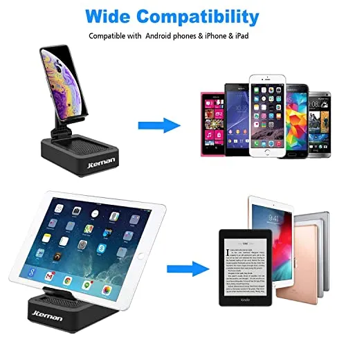 JTEMAN Cell Phone Stand with Wireless Bluetooth Speaker and Anti-Slip Base HD Surround Sound Perfect for Home and Outdoors