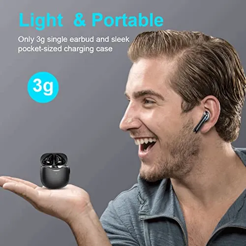 Jxrev Wireless Bluetooth 5.3 Earbuds Stereo Bass, Headphones in Ear Noise Cancelling Mic, IP7 Waterproof Sports, 32H