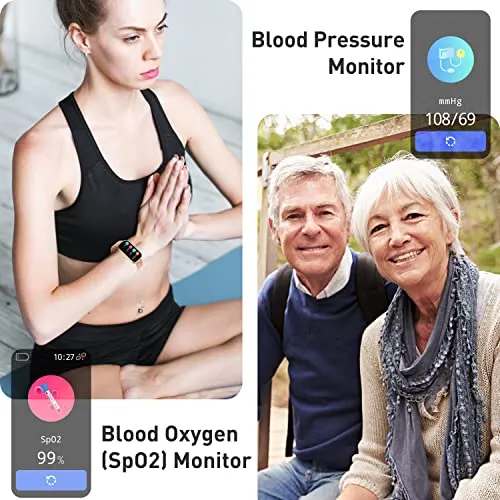 KALINCO Slim Fitness Tracker, Smart Watch with Heart Rate, Blood Oxygen, Blood Pressure and Sleep Monitor, Activity Tracker