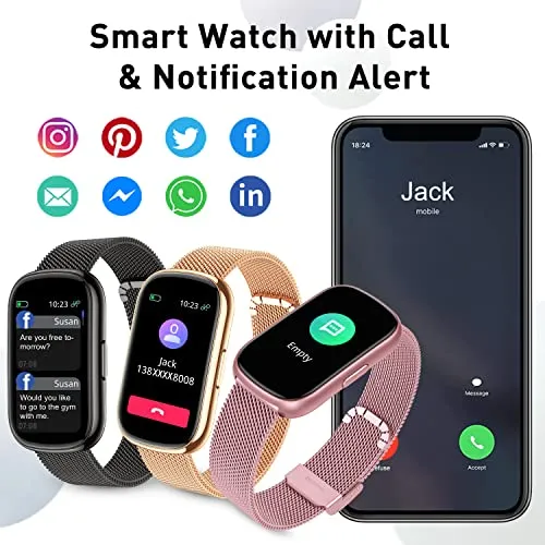 KALINCO Slim Fitness Tracker, Smart Watch with Heart Rate, Blood Oxygen, Blood Pressure and Sleep Monitor, Activity Tracker