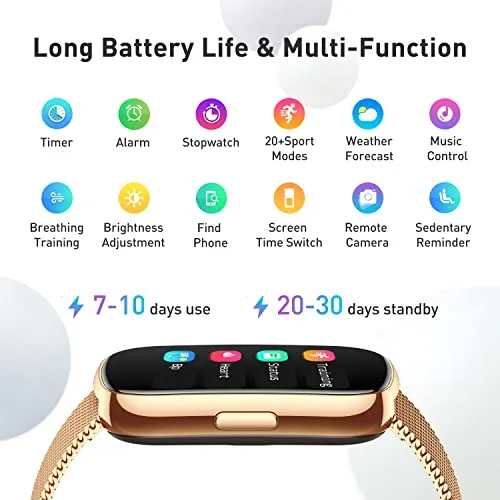 KALINCO Slim Fitness Tracker, Smart Watch with Heart Rate, Blood Oxygen, Blood Pressure and Sleep Monitor, Activity Tracker