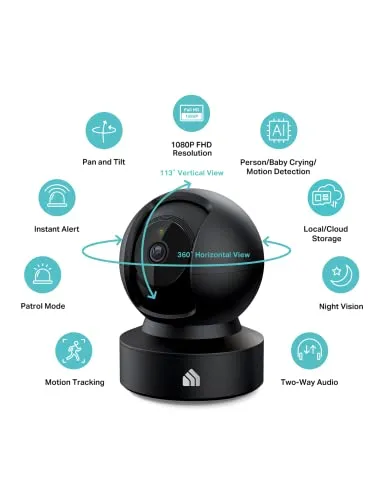 Kasa Smart 2023 New Indoor Pan-Tilt Security Camera, 1080p HD Dog Camera w/Night Vision, Motion Detection for Baby & Pet