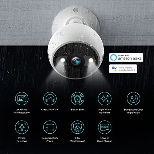 Kasa Smart Kasa 4MP 2K Security Camera Outdoor Wired, IP65, Starlight Sensor & 98 Ft Night Vision, Motion/Person Detection,