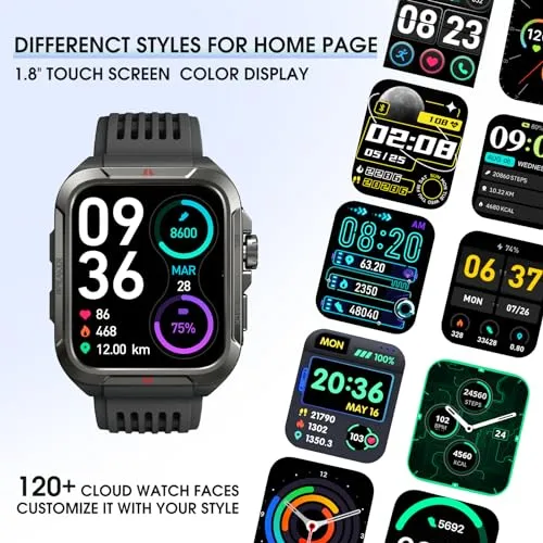 KEEPONFIT Smart Watch, 1.8" Touch Screen Smartwatch with Alexa Built-in IP68 Waterproof, Fitness Tracker with 100+ Sports