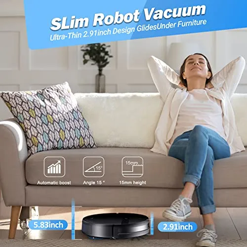 Kilgone Robot Vacuum and Mop Combo, WiFi/App/Alexa, 2 in 1 Robot Vacuum Cleaner with Tangle-Free Cyclone Suction, Scheduled