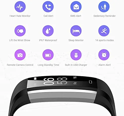 Kummel Fitness Tracker with Heart Rate Monitor, Waterproof Activity Tracker with Pedometer & Sleep Monitor, Calories, Step