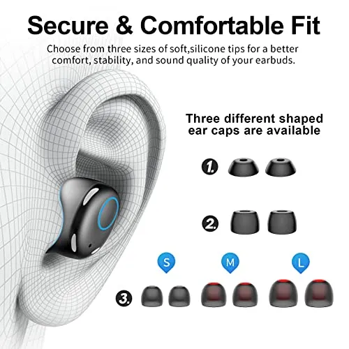 kurdene Bluetooth Wireless Earbuds, S8 Deep Bass Sound 38H Playtime IPX8 Waterproof Earphones Call Clear with Microphone
