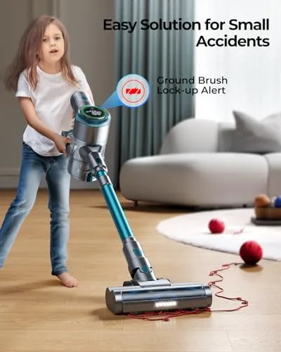 Laresar Cordless Vacuum Cleaner 60 Mins, 450W/38000pa Stick Vacuum Cleaner with Touch Screen, Anti-Tangle Handheld Vacuum