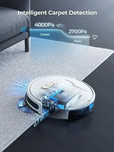 Laresar Robot Vacuums and Mop Combo, 4000Pa Strong Suction, Robotic Vacuum Cleaner with Auto Carpet Boost, Self-Charging,