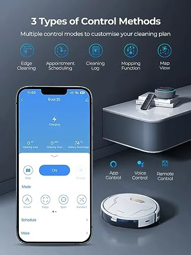 Laresar Robot Vacuums and Mop Combo, 4000Pa Strong Suction, Robotic Vacuum Cleaner with Auto Carpet Boost, Self-Charging,