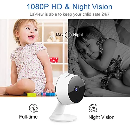 LaView Security Cameras 4pcs, Home Security Camera Indoor 1080P, Wi-Fi Cameras Wired for Pet, Motion Detection, Two-Way