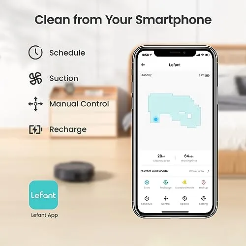 Lefant M210 Pro Robot Vacuum Cleaner, Tangle-Free 2200Pa Suction, 120 Min Runtime, Self-Charging Robotic Vacuum, Slim,